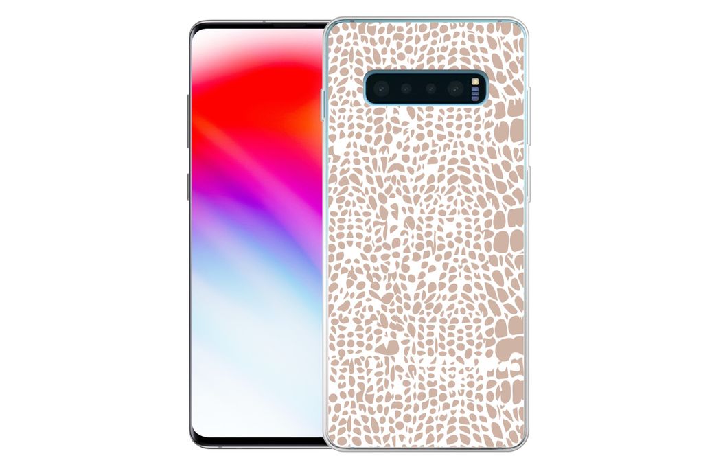 MuchoWow Handyhülle Schutzhülle Hülle für Samsung Galaxy S10 Plus Tiermuster - Rosa - Schlange Silikon Softcase Handy Hülle - Schutzhülle