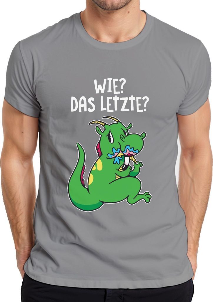 Wie Das Letzte lustiger Cartoon Drache Eis schlemmen Geschenk Herren T-Shirt, Grau, L