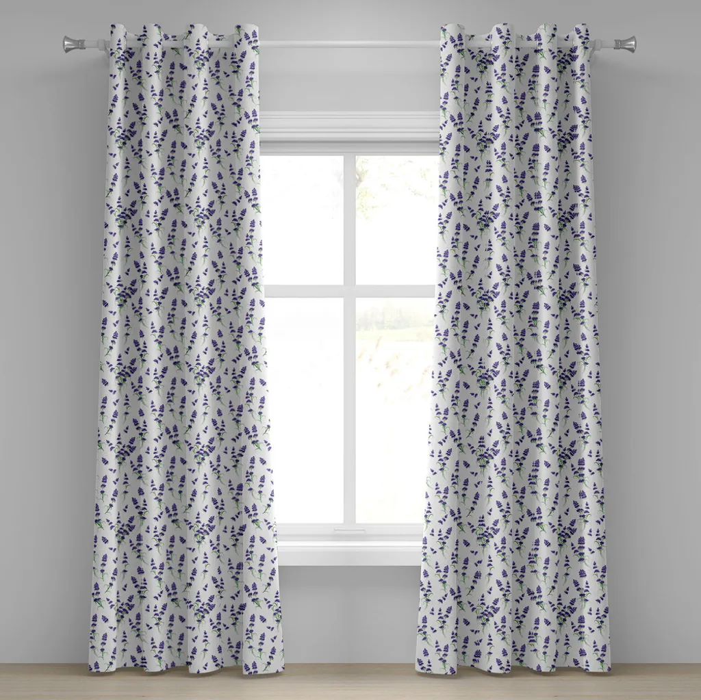 Rideau à œillets 280x245 cm contre le vis-à-vis Motif Floral Violet Vert