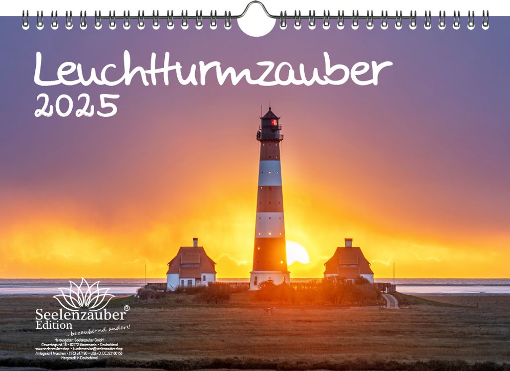 Leuchtturmzauber DIN A4 Kalender Querformat für 2025 Küste Strand Leuchtturm Leuchttürme - Seelenzauber