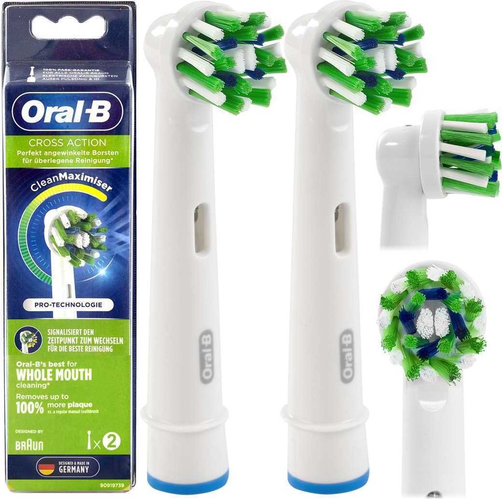 Oral-B Aufsteckbürsten CrossAction 2er Ersatzköpfe Elektrische Zahnbürste