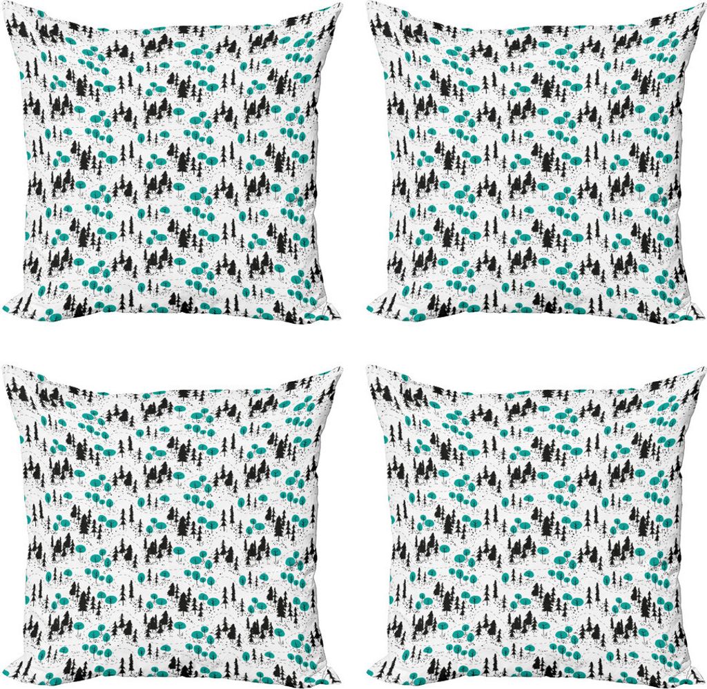 ABAKUHAUS holzig Kissenbezug Set (4 Stück), Karte der Straße in den Wald, Moderner Doppelseitiger Digitaldruck, 60 cm x 60 cm, Seafoam Grau