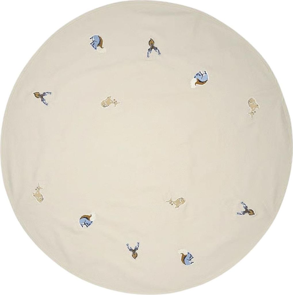 Alfombra redonda de algodón beige Broste Copenhagen, 120 cm Imagen del producto 