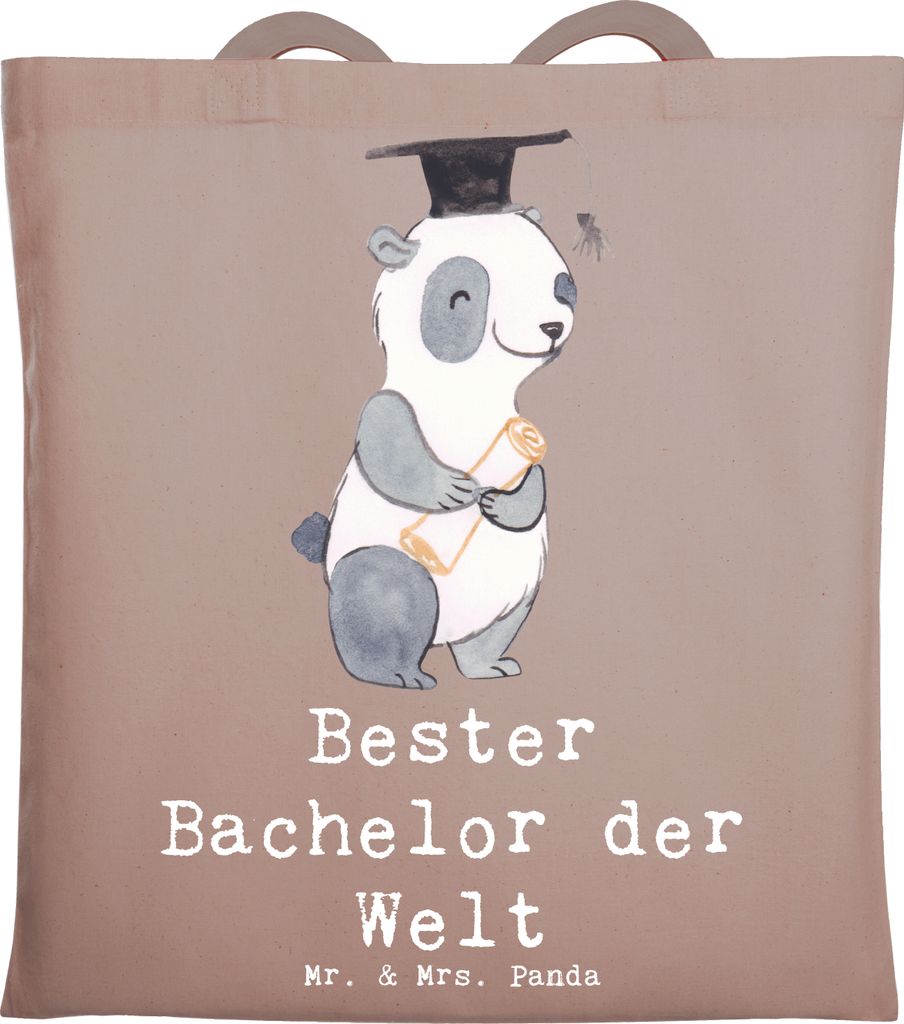 Mr. & Mrs. Panda tragetasche baumwolle Panda Bester Bachelor der Welt - Braun Pastell - Geschenk, Geschenkidee, Uni Tasche, Tote Bag, Alumni, Muste...