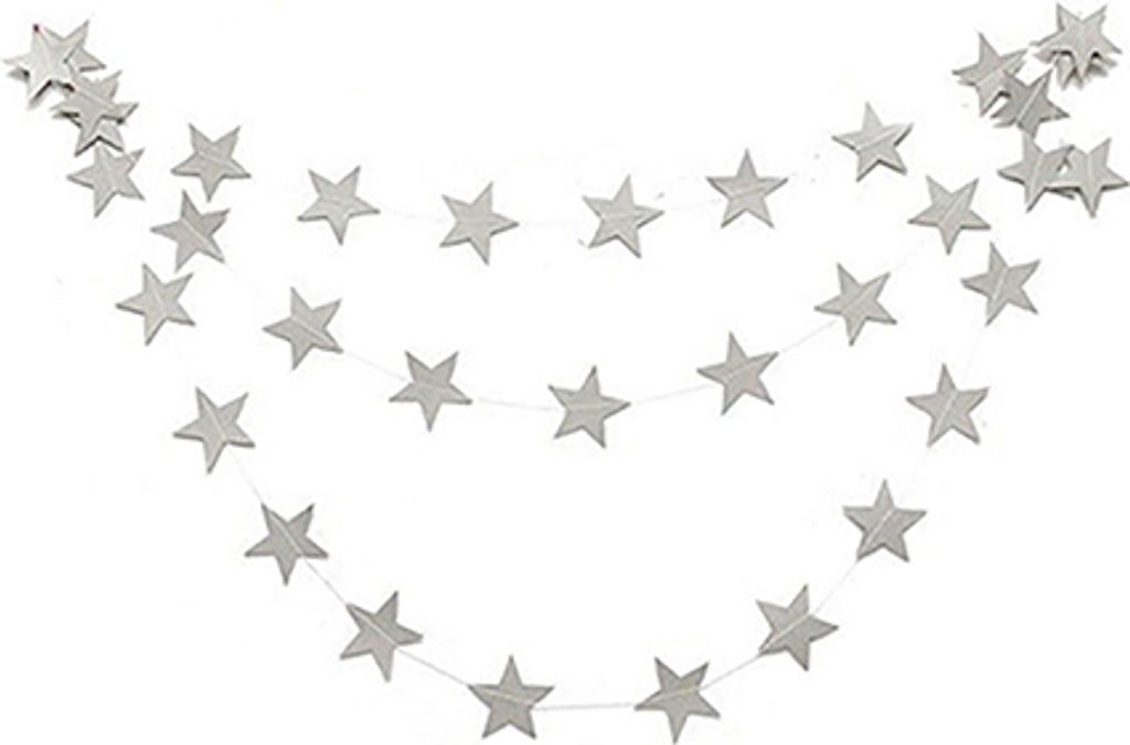 4m Weihnachtsschnur Hängende Star Christmas Party Dekoration Baum Ornament Girlande-Silber