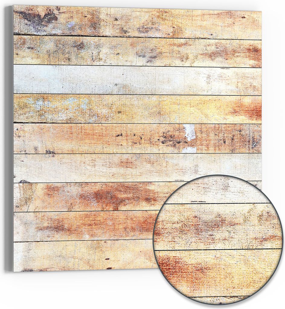 DEQORI Hybrid Leinwand Bild 50x50 cm 'Verwitterte Geschichte' Wandbild Glas flach modern