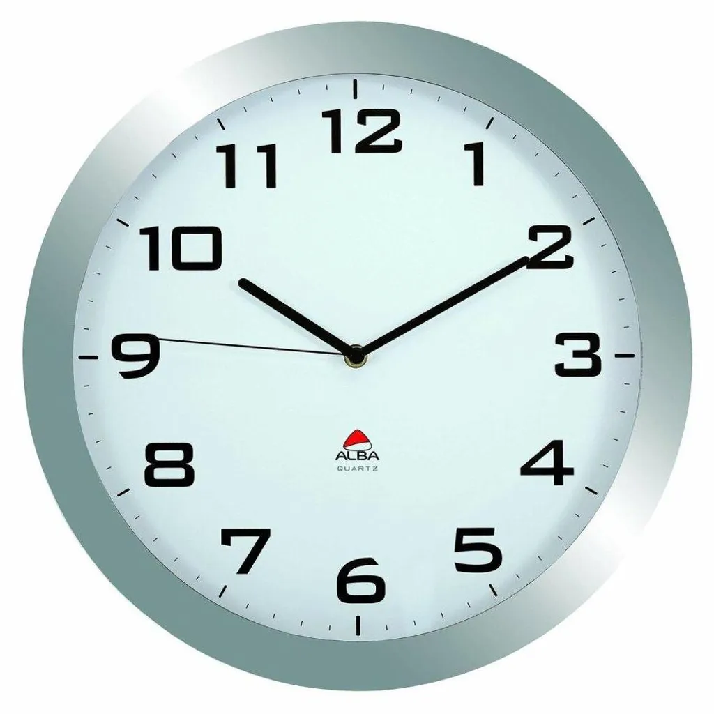 Pendule murale ALBA HORISSIMO argentée pour salle de réunion et école