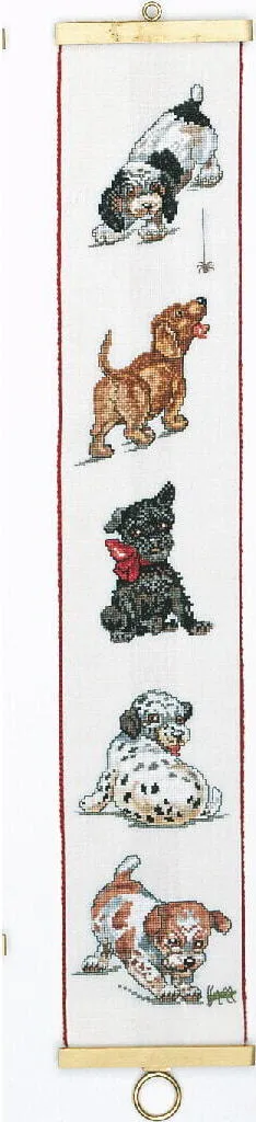 Kit point de croix Eva Rosenstand Hunde II Motif chiens 12x70 cm 14-257