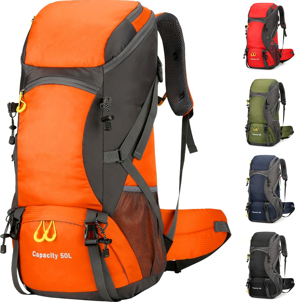 Wanderrucksack 50L Herren Damen Trekkingrucksack mit Regenhülle Reiserucksack Outdoor Wandern Rucksack für Wandern Camping Bergsteigen Reisen Spo...