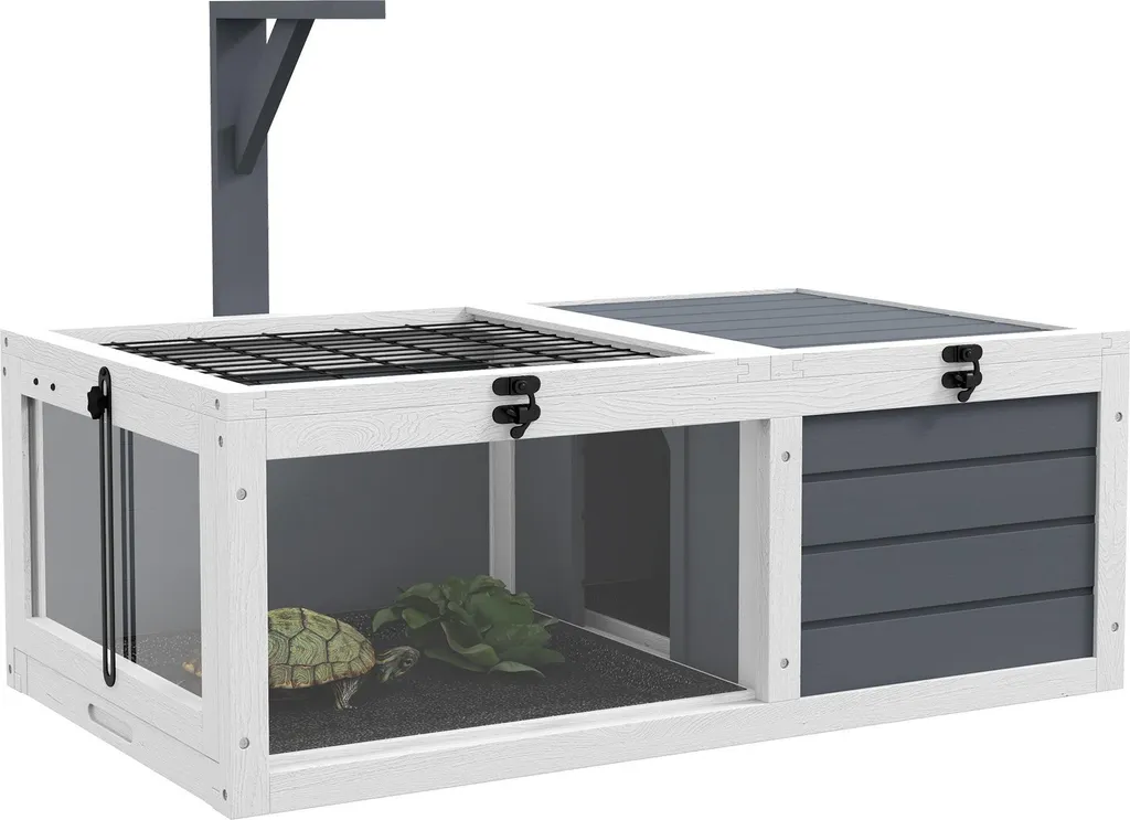 Maison tortue anti-stress en bois gris, entretien rapide et 2 pièces