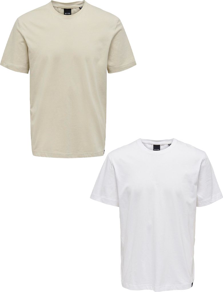 ONLY & SONS T-Shirt 2er-Set Rundhals Kurzarm Größe: XS