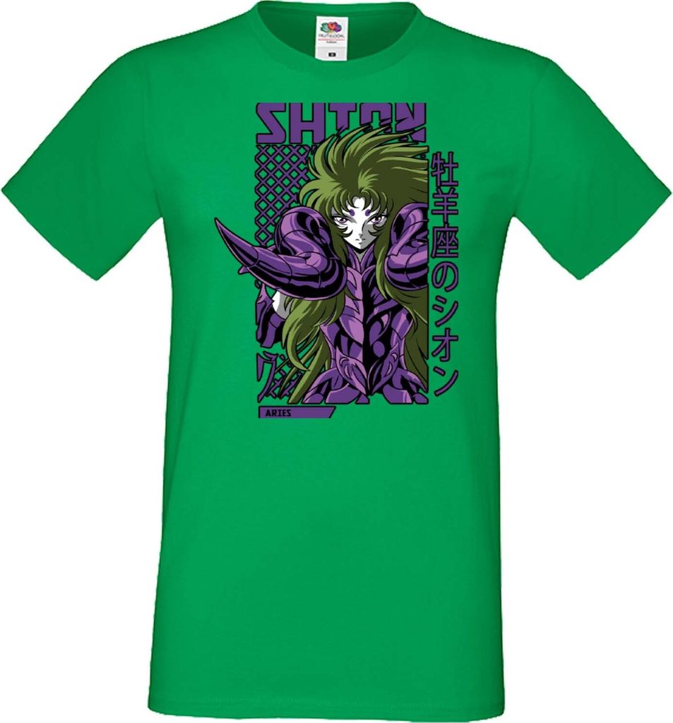 Herren T-Shirt Anime Manga Saint Anime Seiya Aries Shion, Man S / Grün