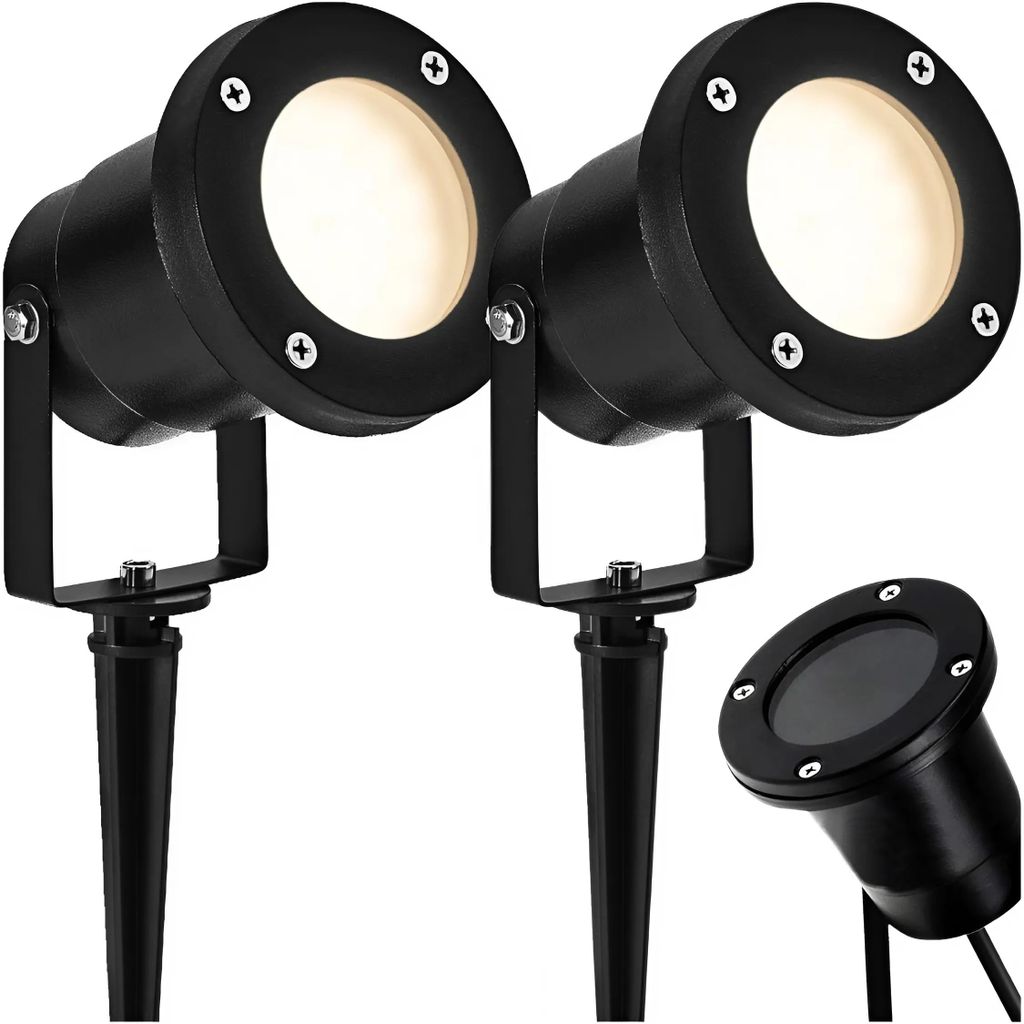 2× LED Gartenstrahler GU10 IP65 mit Erdspieß, Gartenleuchte Produktbild 