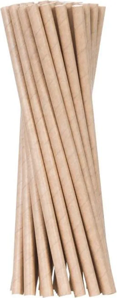 Pailles jetables écologiques en papier kraft marron 8x205 mm (500 pcs)