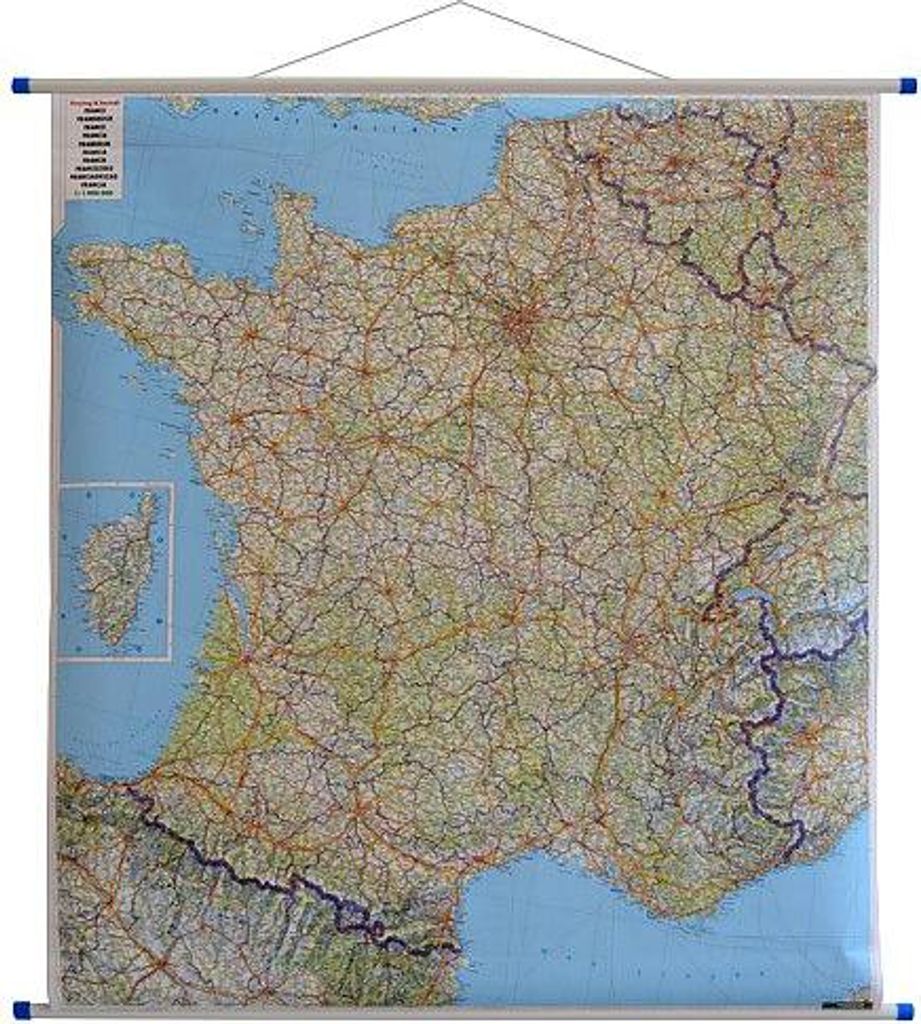 Frankreich Straßenwandkarte 1:1 000 000