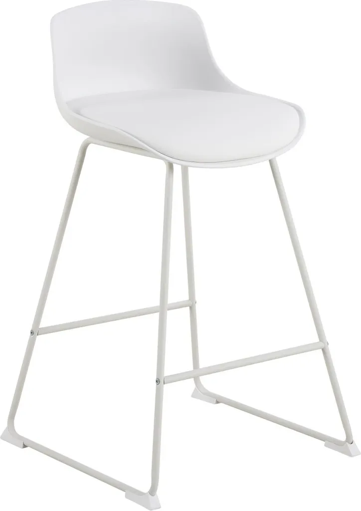 Tabouret de bar blanc Tina avec assise réglable en hauteur pour cuisine