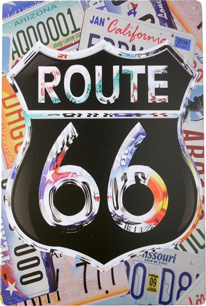 Retro Blechschild 20 x 30 cm Route 66 Schild Nummernschilder US Staaten Amerika Deko Lustige Sprüche Bilder