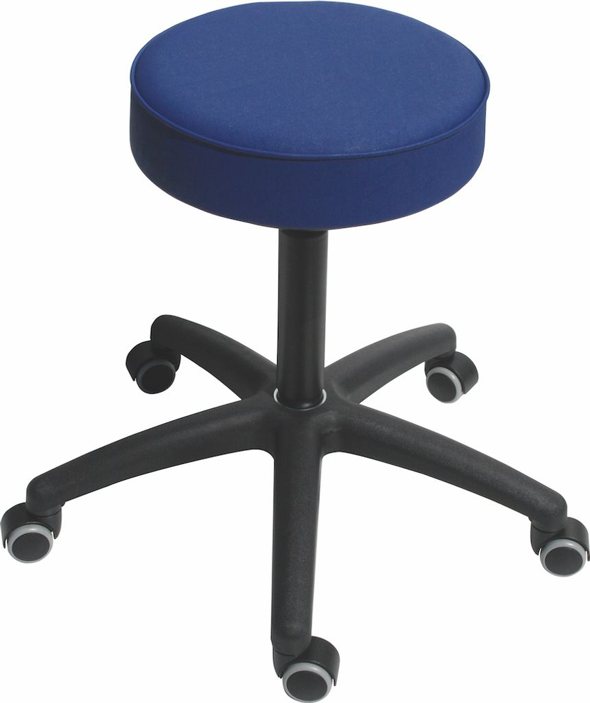 Drehhocker Indianapolis | Sitzhöhe 50-69cm | Ø 63cm | Tragfähigkeit 110kg | Kunstleder-Sitz | Kunststoff-Fußkreuz mit Rollen | Atollblau