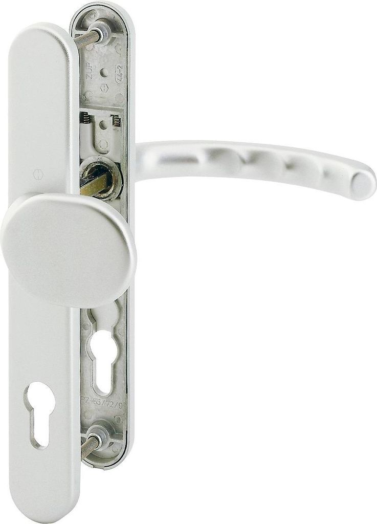 Wechselgarnitur LUXEMBOURG - m Knopf u. Langschild PZ88, Alu silber elox ÖNORM
