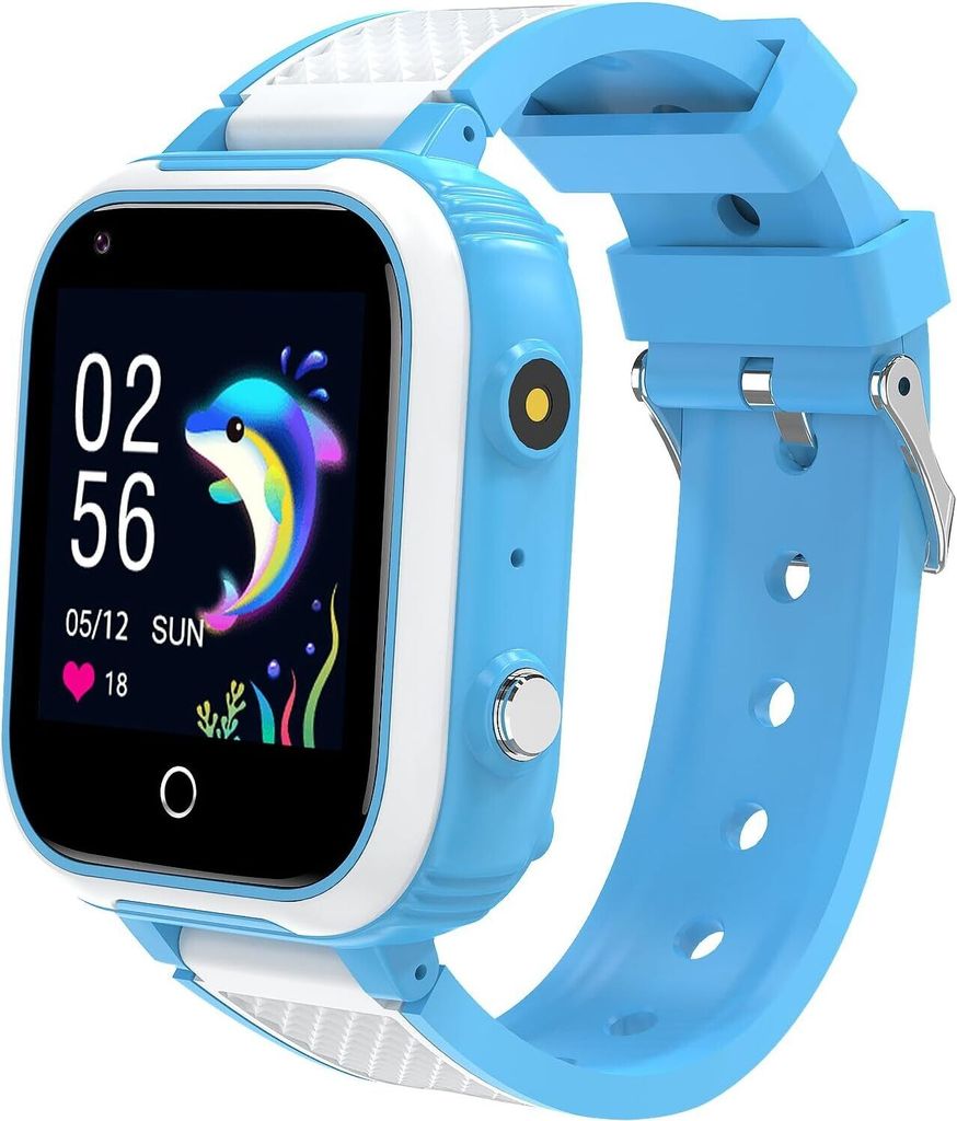 4G-Smartwatch für Kinder mit GPS-Tracker, wasserdichte Touchscreen-Uhr, Geburtstagsgeschenk für Jungen und Mädchen im Alter von 4–12 Jahren (B...