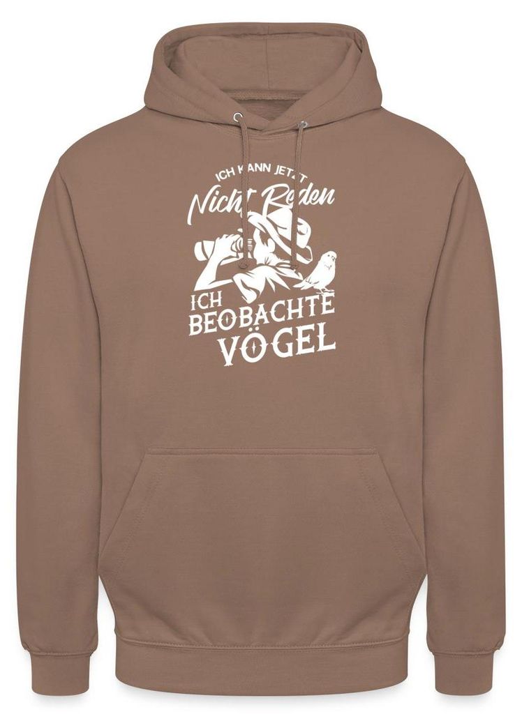 Spreadshirt Kann Nicht Reden Beobachte Vögel Bird Watching Uni Hoodie, S, Mokka