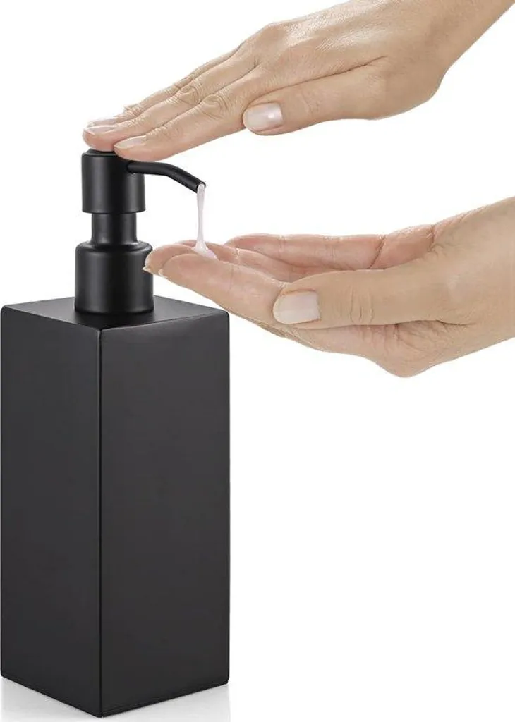 Distributeur de savon rechargeable en inox noir avec pompe souple