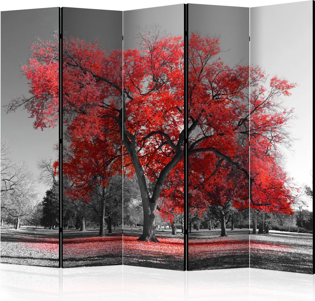 5-teiliger Doppelseitiger Vlies Paravent - Autumn in the Park II 225x172 cm Landschaften c-B-0450-z-c
