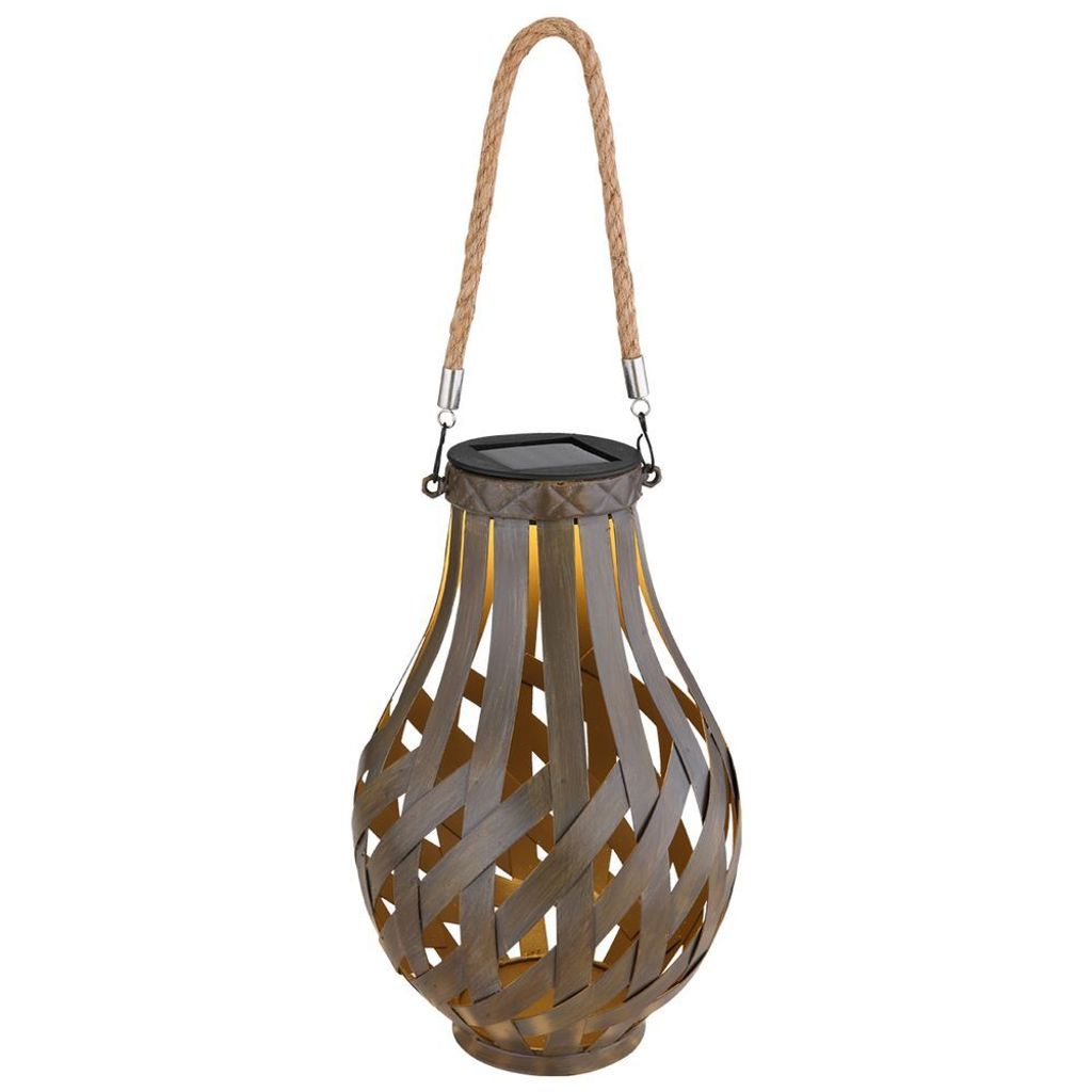LED Solarleuchte, Bambus, Braun, Schalter, H 27 cm