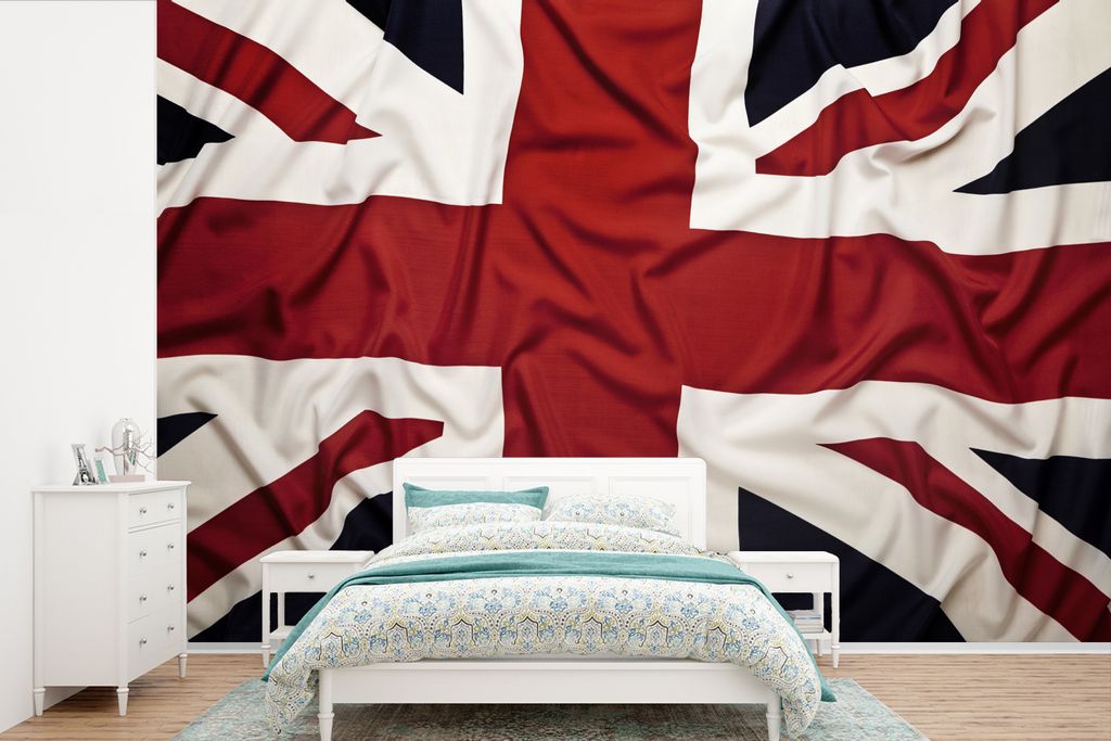 MuchoWow Fototapete für Wohnzimmer oder Schlafzimmer Wandtapete Vinyl Motivtapete Die Flagge Großbritanniens - 450x300 cm - Gemusterte