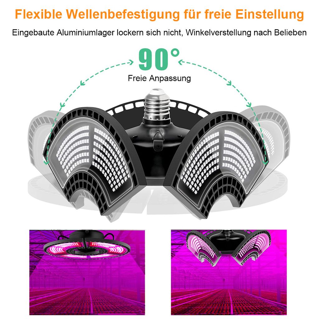 LED Faltbar Pflanzenlicht E27 360leds Vollspektrum Produktbild 4