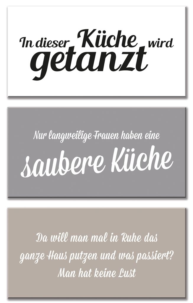 Blechschild - 3er Set " Putzen " Dekoschild Türschild Sprüche 3er Set Vintage Shabby 39 x 19 cm