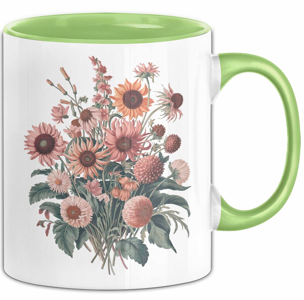 Botanische Blumen Tasse Geschenk Lustige Geschenkidee Spruch (Grün)