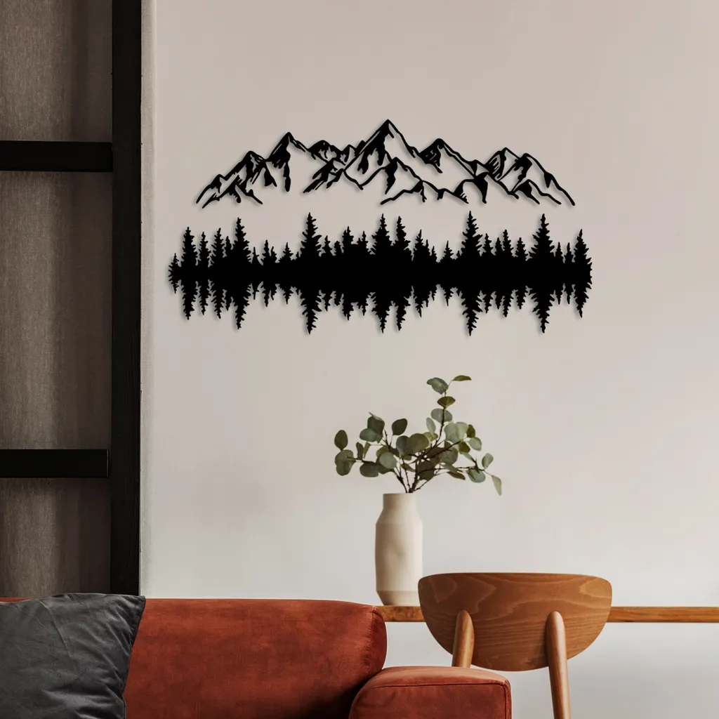 Decorazione Parete Metallo Wallity Montagna 15 - Design Nero 62x14cm