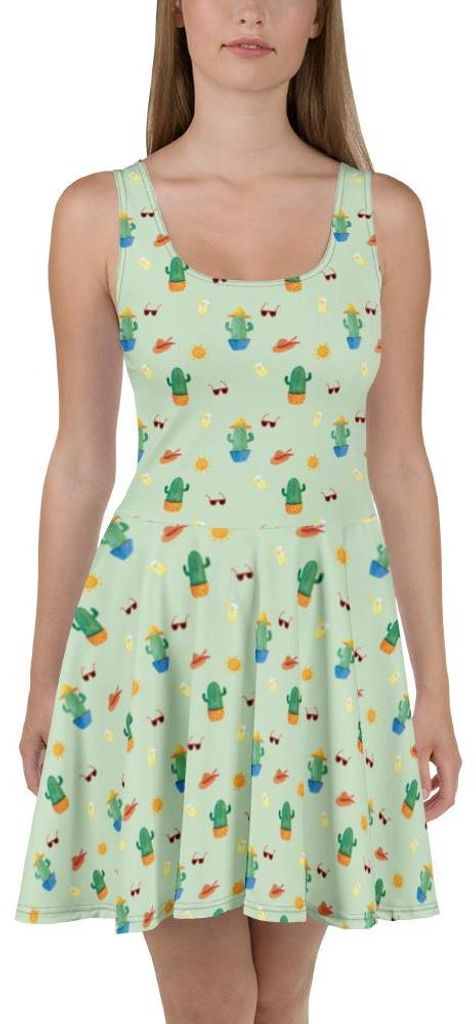 Mr. & Mrs. Panda Kleid Kaktus Sonne XL - Grün - Geschenk, Sommerkleid, Kakteen, Strandkleid, Kurzes, Neustart, Liebeskummer, Damen-Sommerkleid, Tr...