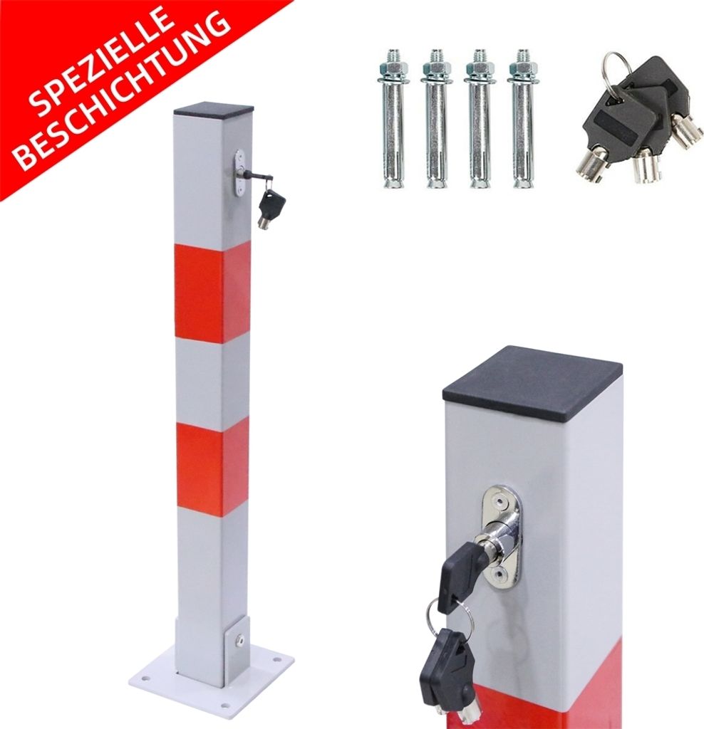 Mucola Absperrpfosten Klappbar Parkplatzsperre Parkpfosten 65CM Poller Klapppfosten abschliessbar Stilpoller Absperrbänder Absperrung