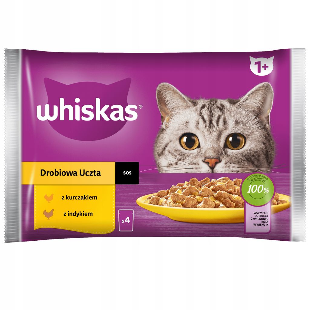 Whiskas Mokra karma dla dorosłych kotów o smaku drobiowej Zdjęcie produktu 
