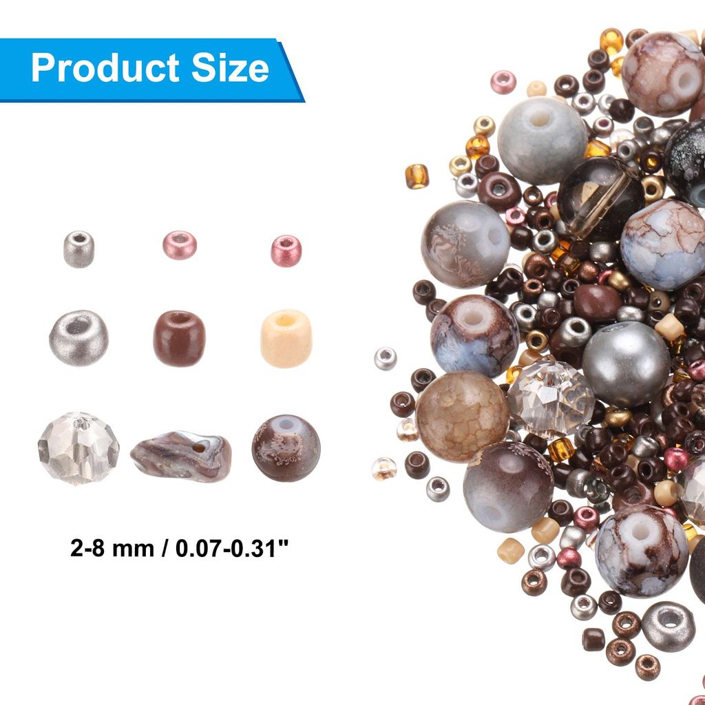 2-8mm Sortierte Glas Harz Perlen, Rissige Kies Runde Perlen Kleine Europ?ische Spacer Saatperlen Gemischt Gro? mit Loch Handwerk Halskette Charme, ...