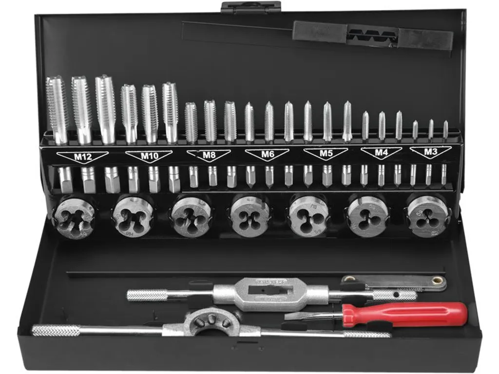 Coffret de tarauds et filières M3-M12 en acier HSS - Set de 32 pièces