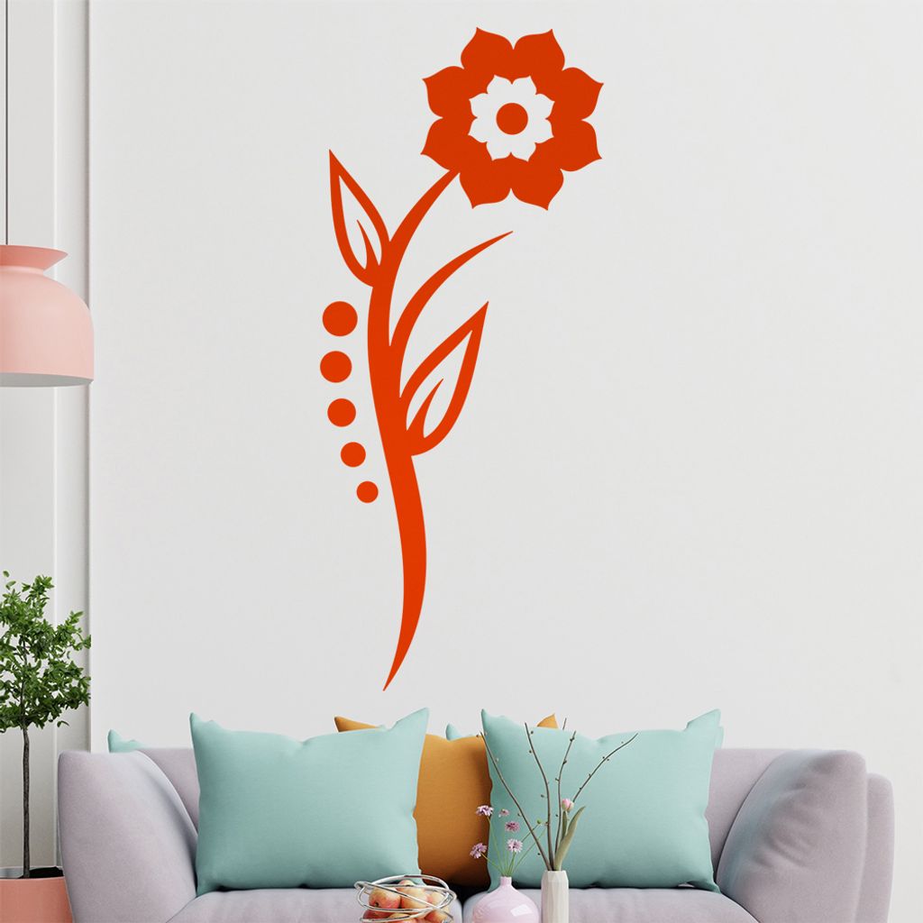 Blume - Linien Punkte Wandtattoo in 6 Größen - Wandaufkleber Wall Sticker - Dekoration, Küche, Wohnzimmer, Schlafzimmer, Badezimmer