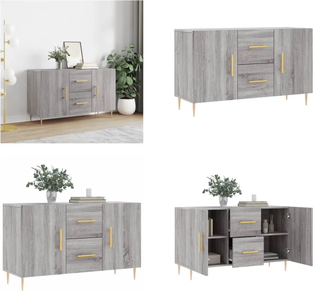 VidaXL Credenza con Ante in Vetro Grigio Sonoma 35x37x109 cm | Leroy Merlin