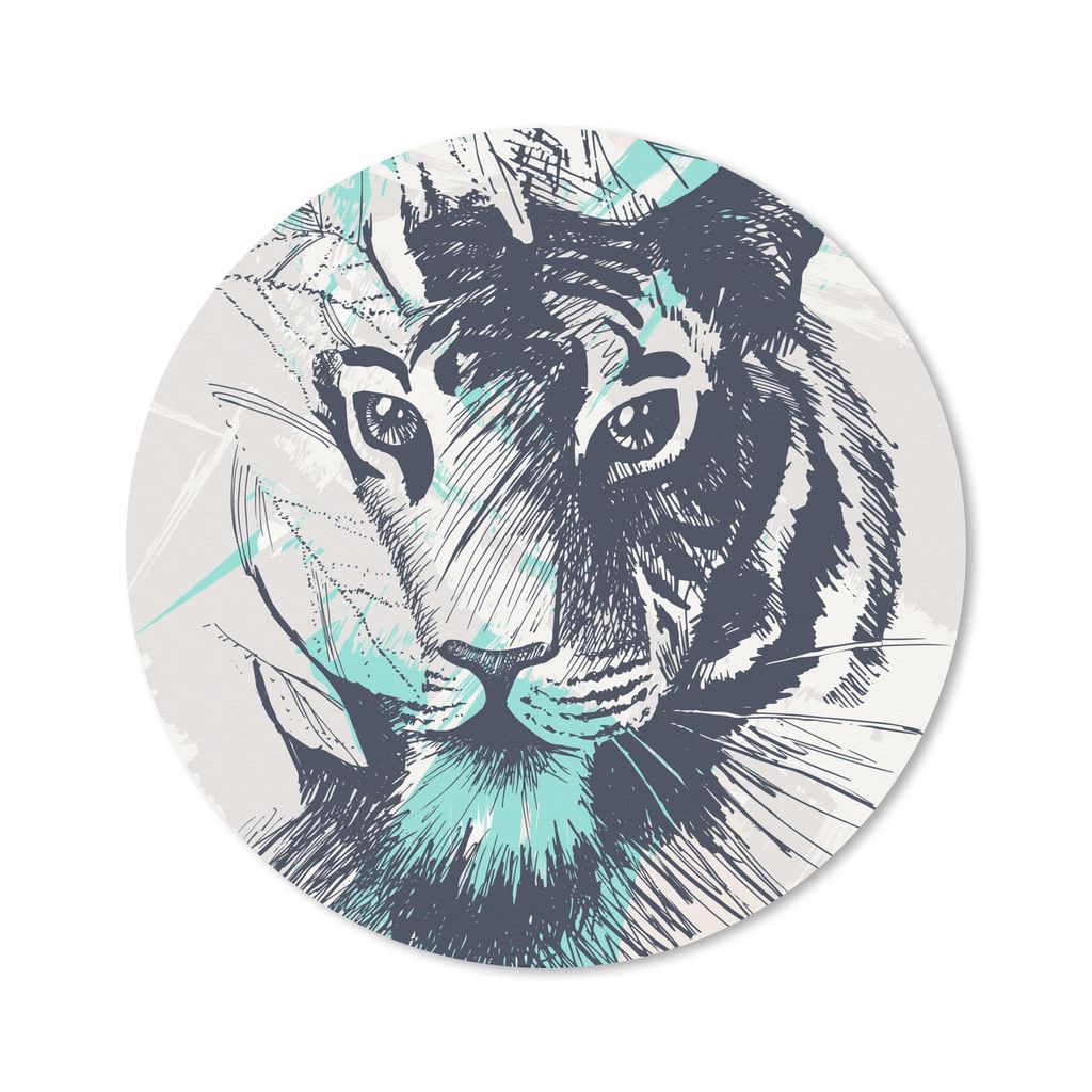 MuchoWow Mauspad Mousepad Tiger - Abstrakt - Blau 30x30 cm - Mousepads - Maus Mat - Pad - Mausunterlage - Tischunterlage - Schreibtischmatten