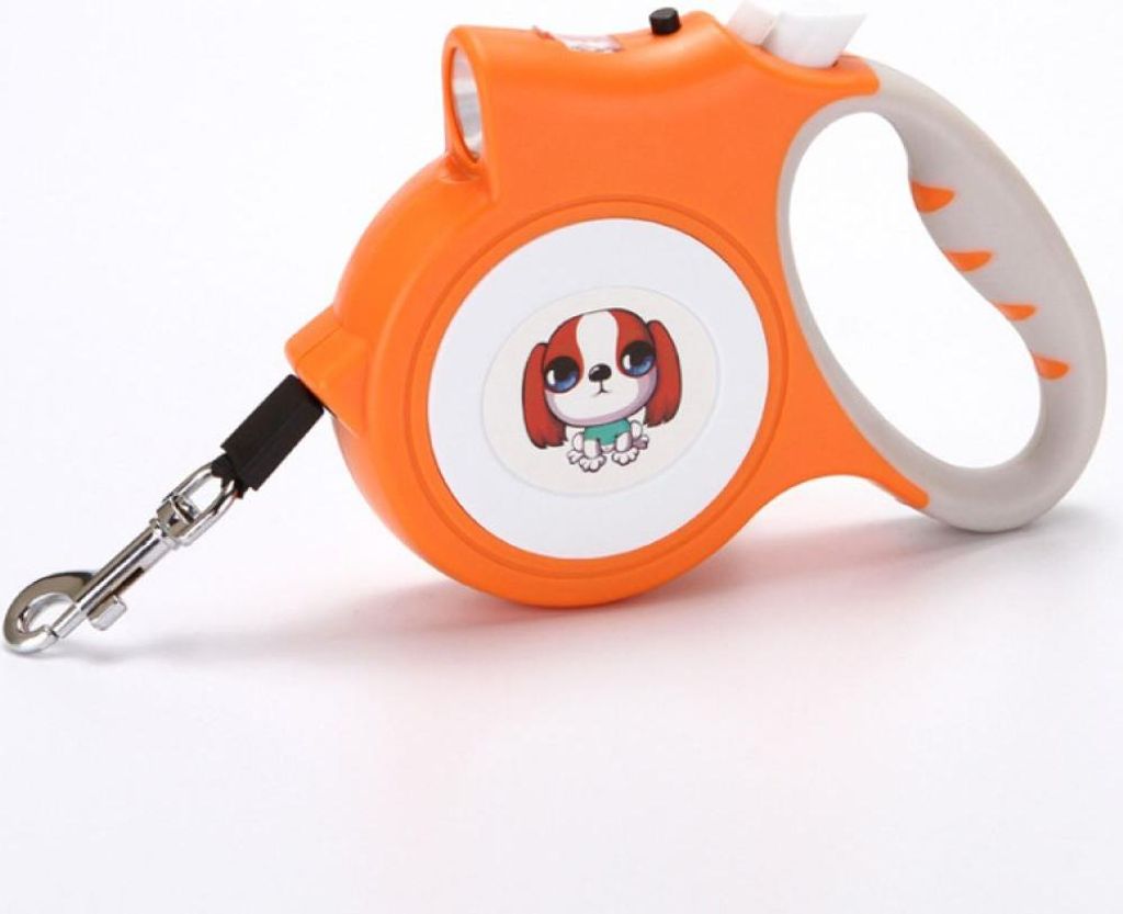 Einziehbare Hundeleine, 5 m, unter 25 kg, große und mittelgroße Hunde, Taschenlampe, Hundekotbeutel mit Beutelspender