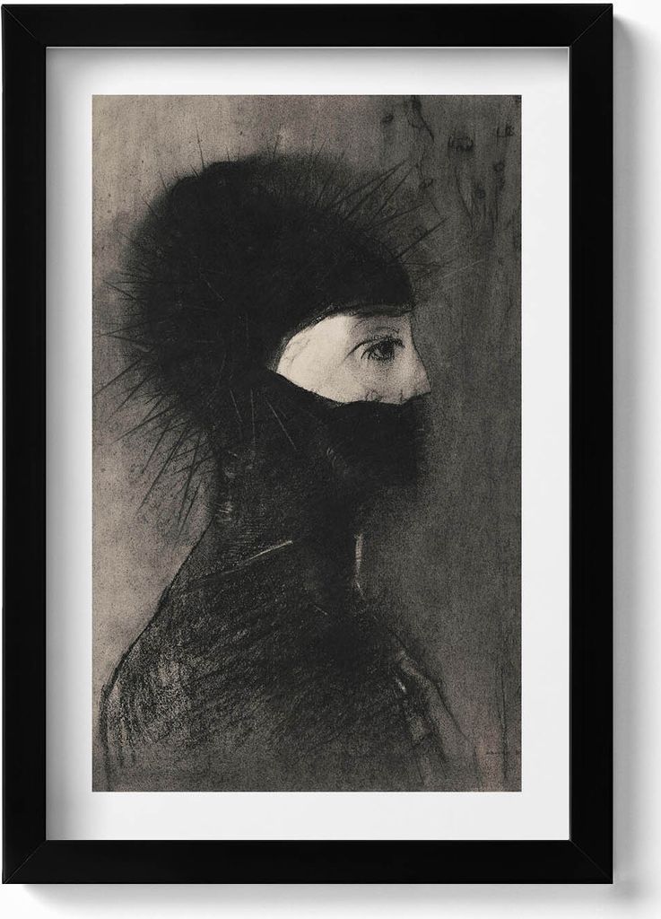 Porträt einer Person, die eine Sturmhaube trägt– Wandbild mit Rahmen – Gerahmtes Bild – Wanddekoration – 20x30 cm – Schwarz