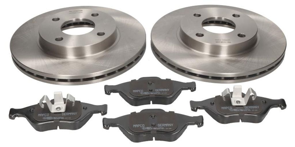 Mapco Bremsscheiben+Bremsbelaege (Bremsensatz) Vorderachse FORD FIESTA IV (JA_,JB_),FIESTA Kasten (JV_),FIESTA Kasten (J5_,J3_),FIESTA V (JH_,JD_)