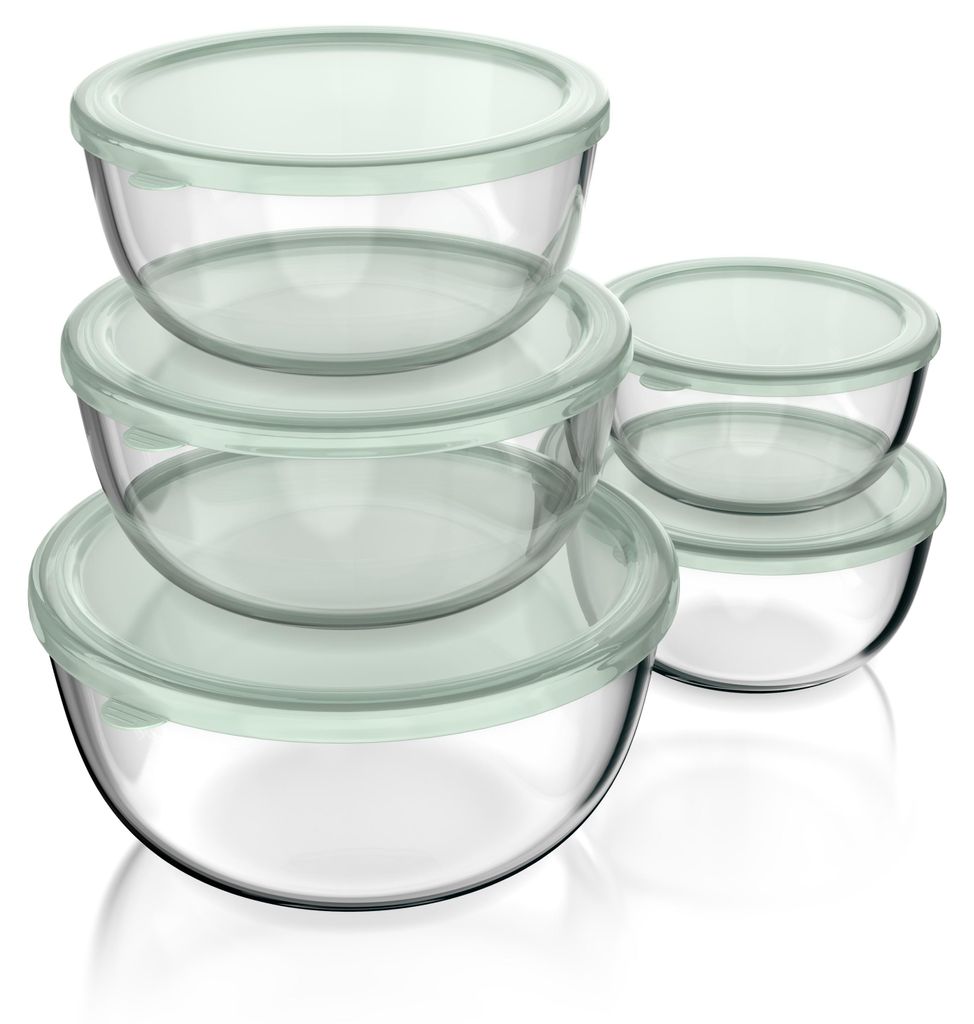 Arendo Salatschüssel 5er Set mit Deckel, Glasschüssel 1L, Produktbild 