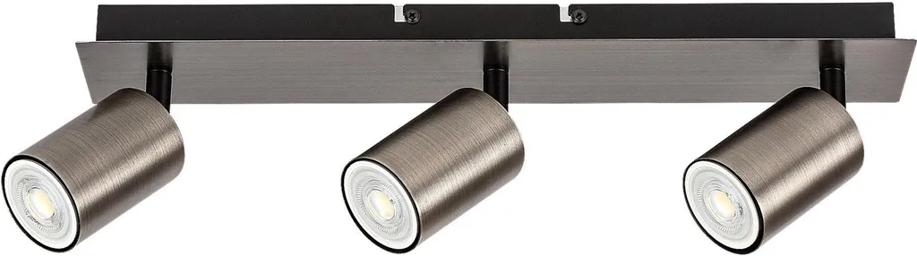 Luminaire de plafond 3 spots GU10 Gerhard métal gris design industriel