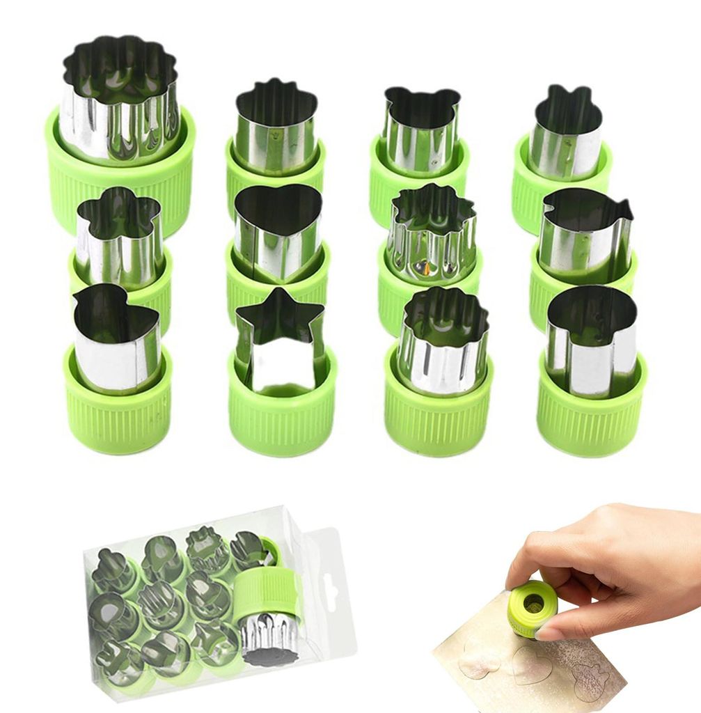 12-teiliges Ausstechformen-Set, Brotformen für Kinder, Edelstahl-Formenset für Kekse, Plätzchen, Tortendekorationen, Sushi, Obst und Kuchen