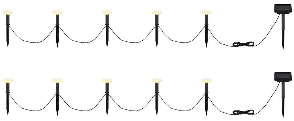 2x LED Solar Steckleuchte, schwarz, Druckschalter, Blumenform, L 220cm
