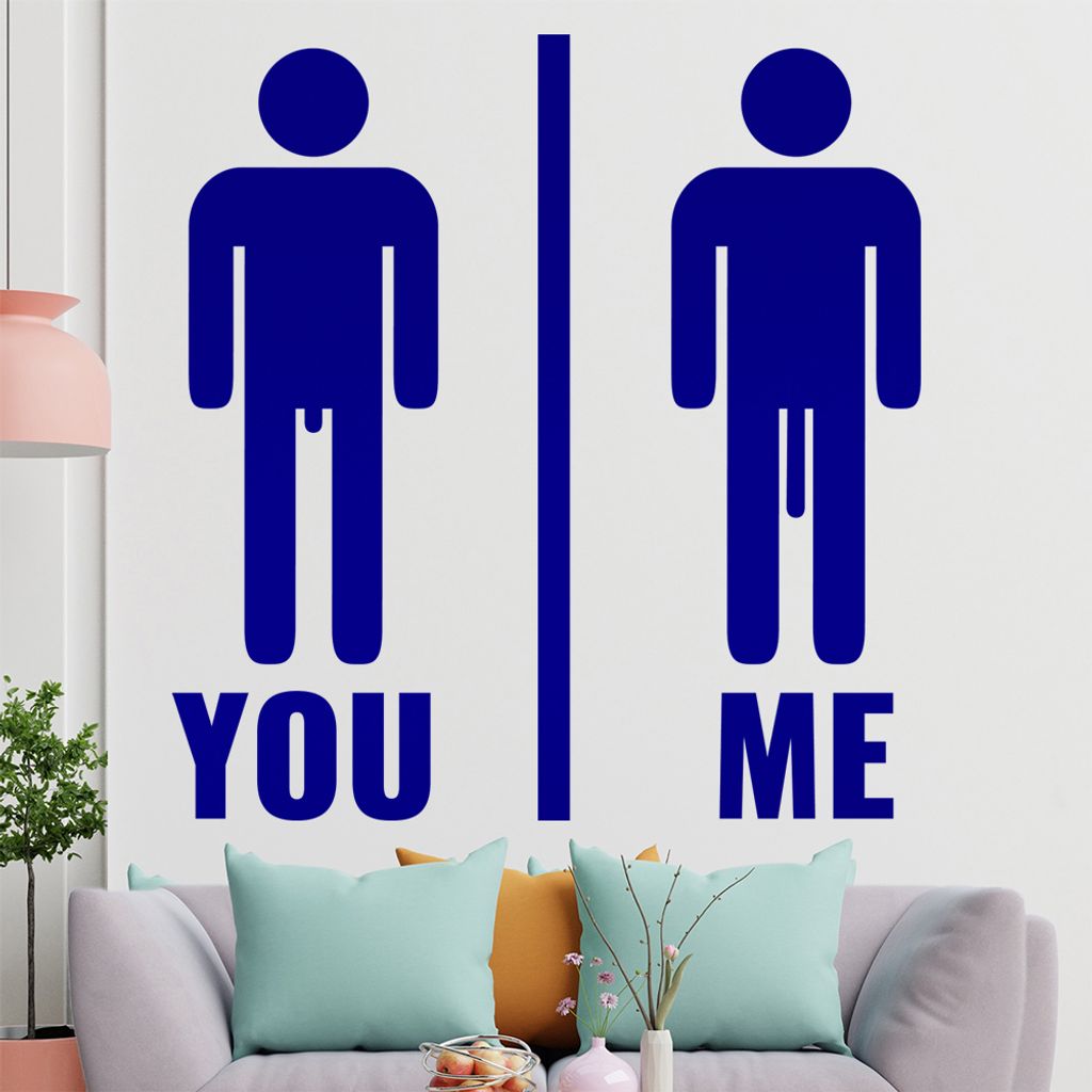 KIWISTAR Me and You - Penis Vergleich Wandtattoo in 6 Größen - Wandaufkleber Wall Sticker - Dekoration, Küche, Wohnzimmer, Schlafzimmer, Badezimmer