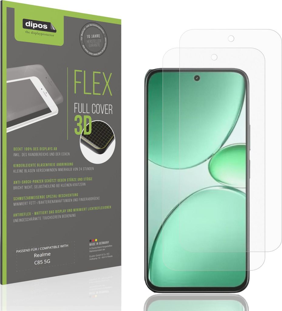 2x Full Cover Schutzfolie matt für Realme C85 5G Panzerfolie Anti-Shock